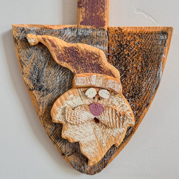 Vintage Folk Art Primitive Style Handpainted Wooden Santa Wall Decor-30.5”H - Picture 6 of 7